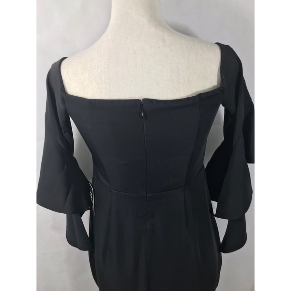 Express fitted drape sleeve black dress - Picture 8 of 8